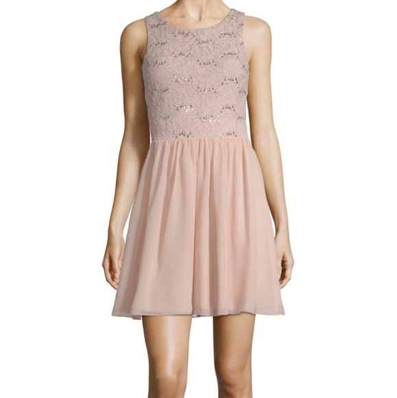 Speechless Fit Flare Dress Latte Pink 